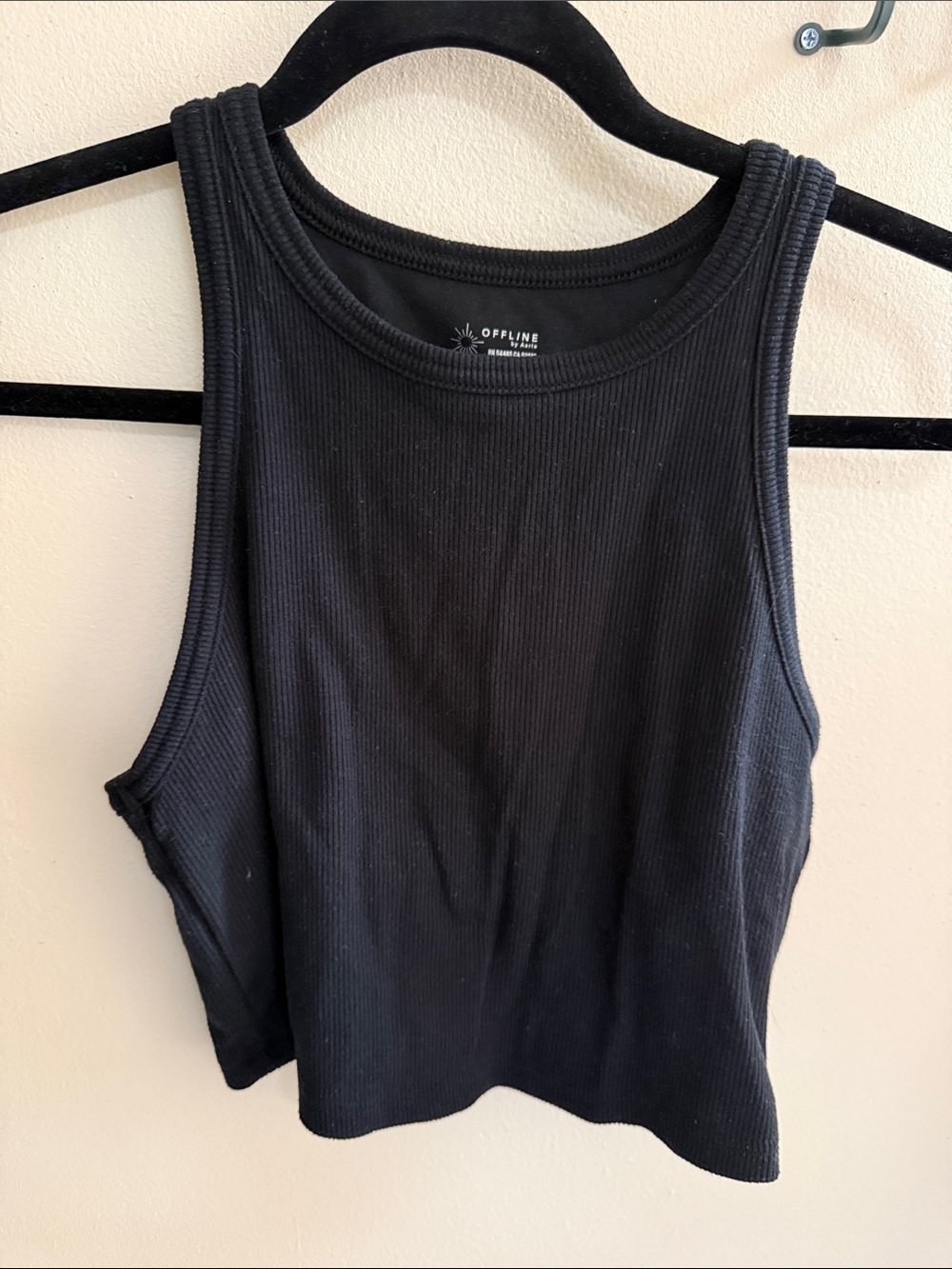 Black Aerie Ribbed Tank Top - Sleeveless Crop